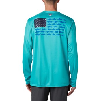 Columbia Muške Majice S Kapuljačom - Terminal Tackle PFG Fish Flag Long Sleeve Svijetlo Tirkizne | E
